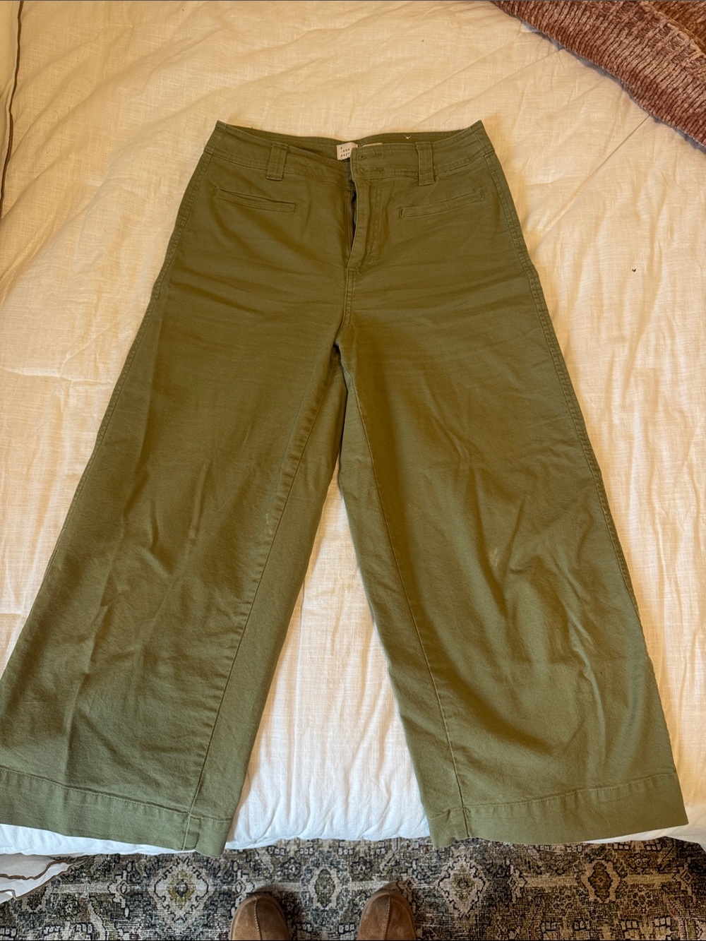 a new day Olive Green Cropped Wide-Leg Pants